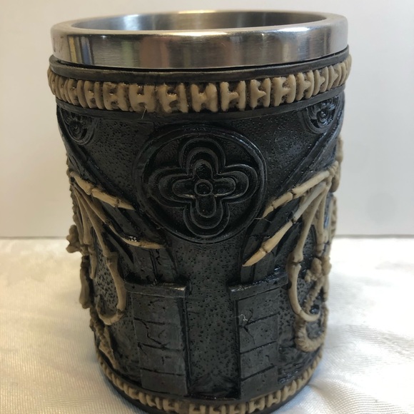 Pacific Giftwar Skeleton Dragon Skull Tankard Stein 16oz Stainless Steel Insert - Picture 7 of 12